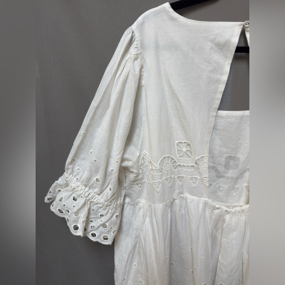 NWT Anthropologie Plus Size Cotton Dress 1X, White, Boho, Flowy, Lightweight - Picture 10 of 16